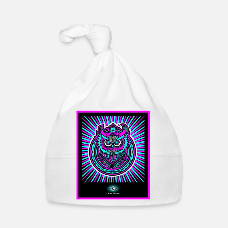 Neon Eule in strahlendem Neonpink Baby Bio-Mütze