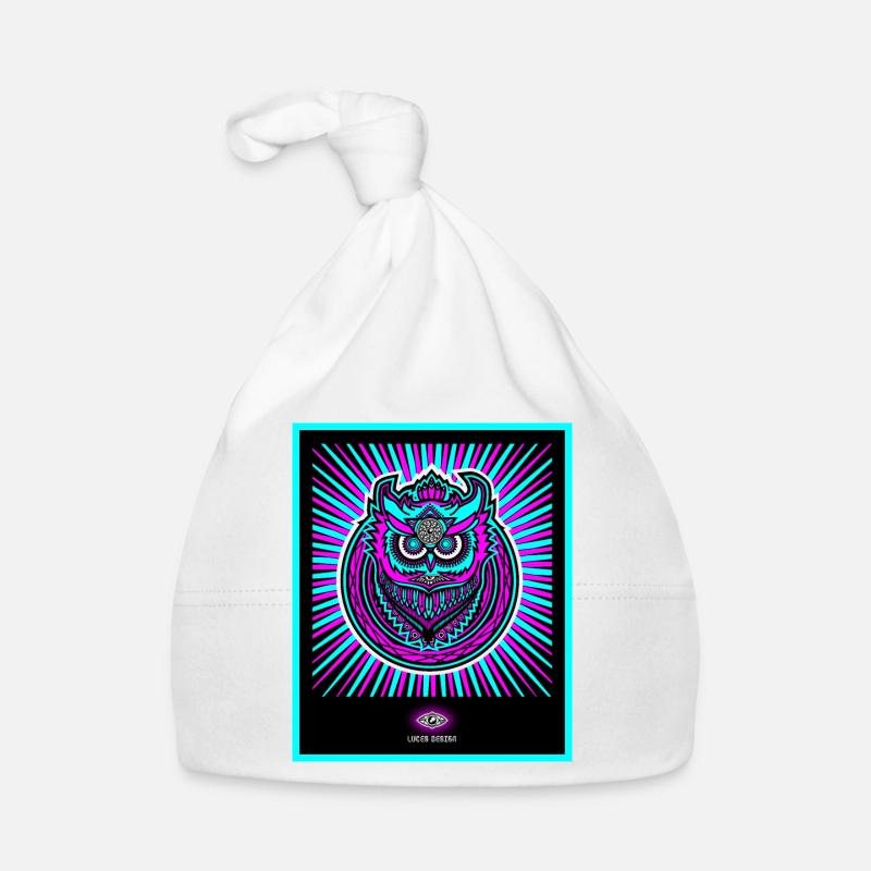 Neon owl in bright neon blue Organic Baby Cap