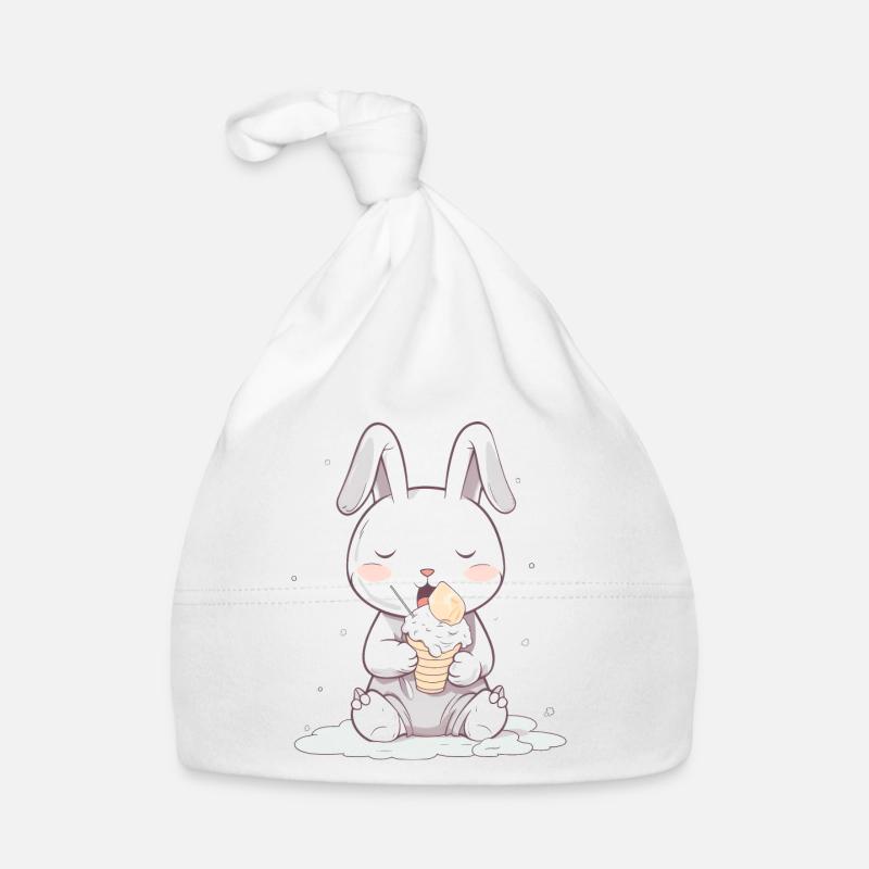 Summer indulgence: Rabbit with ice cream Organic Baby Cap