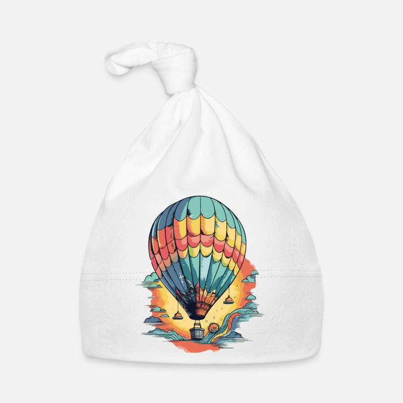 Montgolfière et coucher de soleil Bonnet bio Bébé