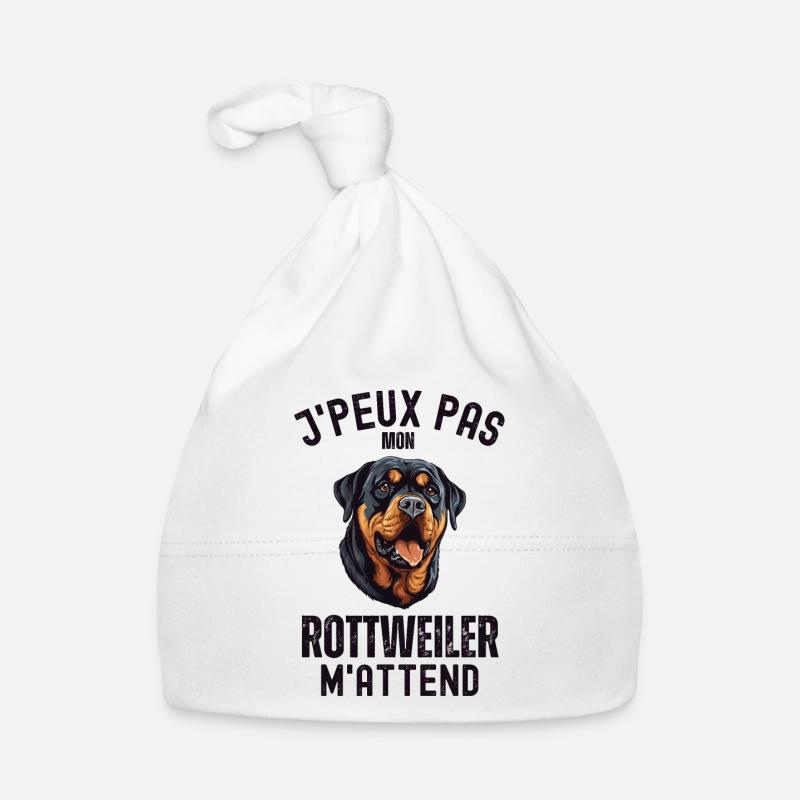 Rottweiler - Bonnet bio Bébé - blanc