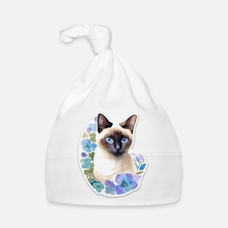 Siamkatze - Baby Bio-Mütze - Weiß