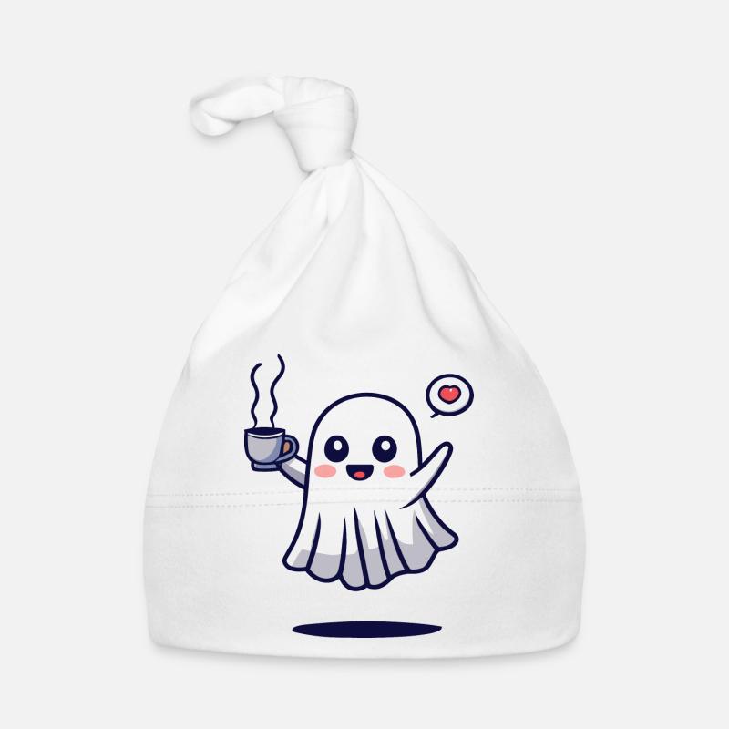 Halloween Ghost Loves Coffee Organic Baby Cap