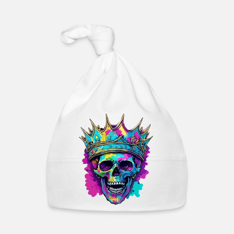 Totenkopf mit Krone Baby Bio-Mütze
