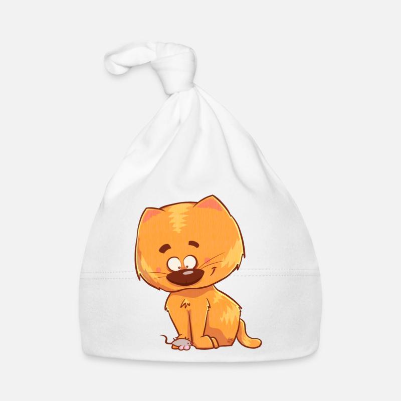 Chat, orange et mignon Bonnet bio Bébé