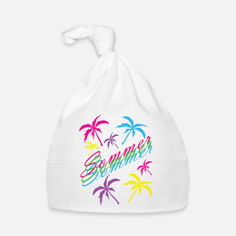 Sensation néon de palmier d’été - Bonnet bio Bébé - blanc