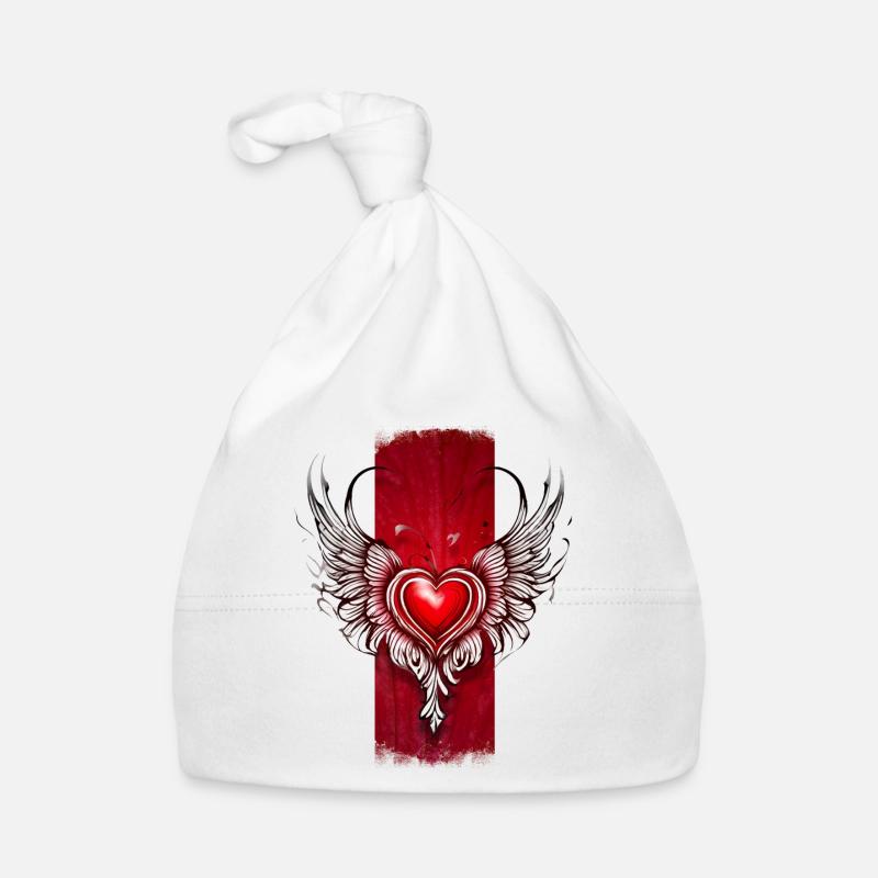 Seraphic Affection: Winged Heart - Organic Baby Cap - white