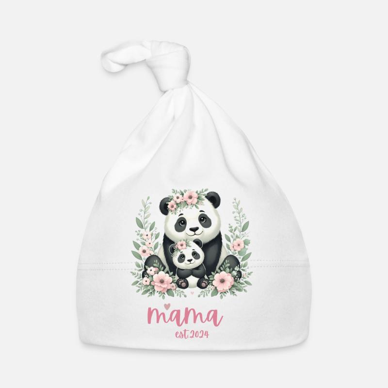 Mama est 2024 I Panda Bear Mum I First Time Mom Baby Bio-Mütze