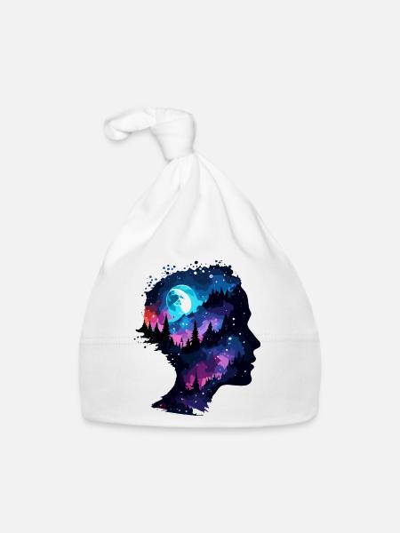 Silhouette / Forest / Portrait / Trees / Person - Organic Baby Cap - white - Front