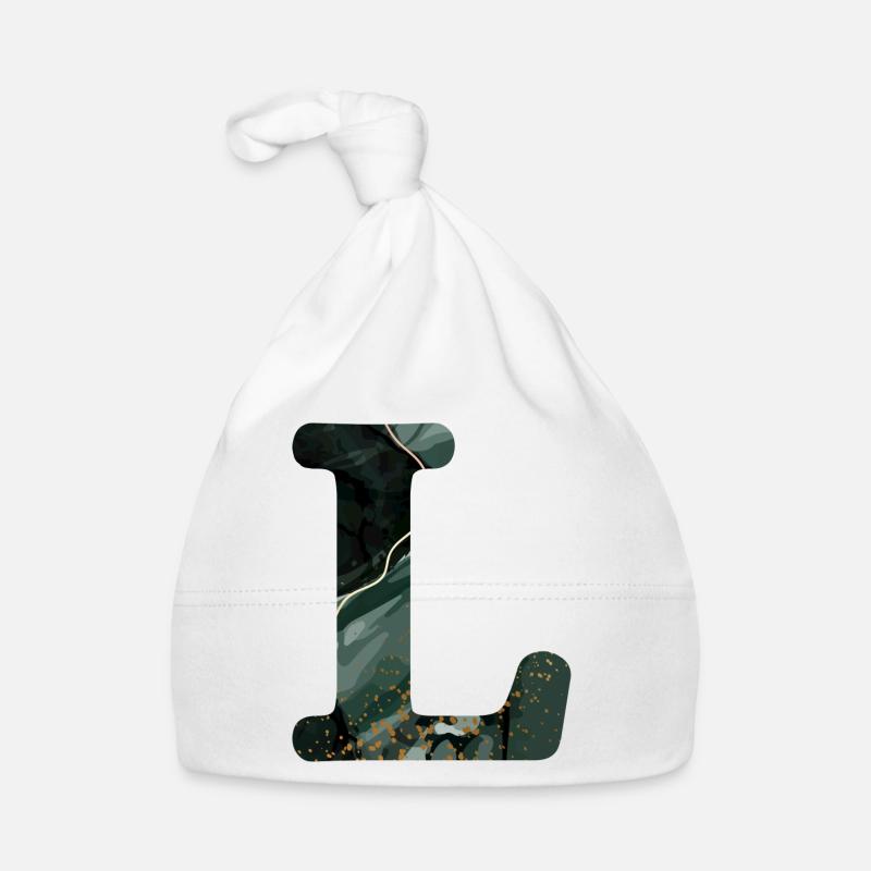 Letter l marbled green Organic Baby Cap