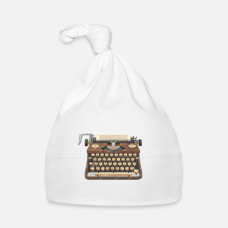 Vintage typewriter with paper in 2D illustration Organic Baby Cap