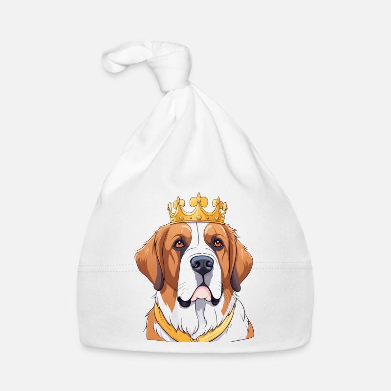 « Têtes couronnées » - Saint-Bernard - Bonnet bio Bébé - blanc