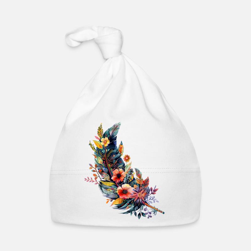 Plume constellée de fleurs Bonnet bio Bébé