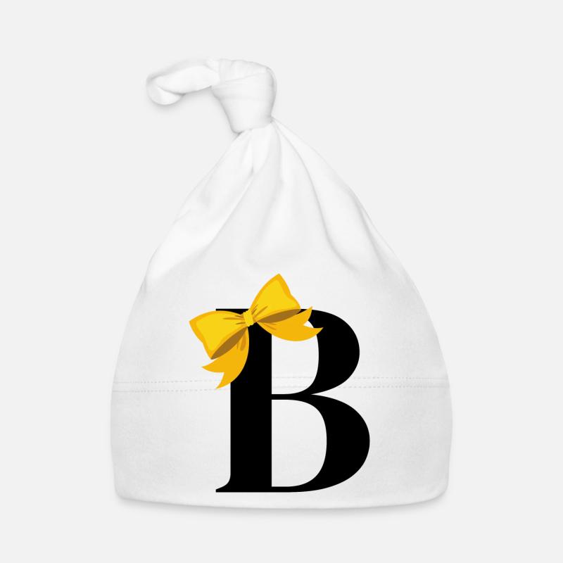 Lettre b nœud jaune Bonnet bio Bébé