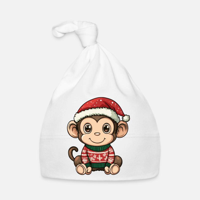 Monkey Christmas Organic Baby Cap