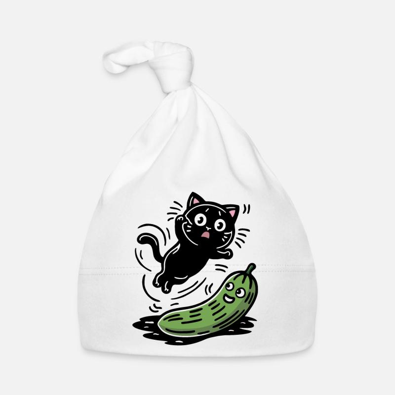 Verängstigte Katze und Gurke Baby Bio-Mütze