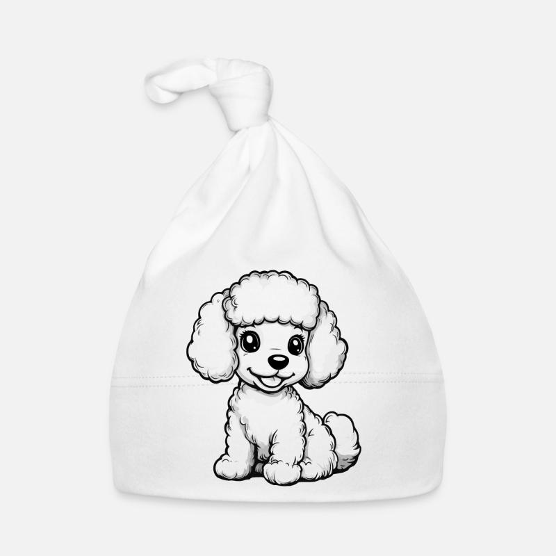 Caniche Chien Bande dessinée Mignon Bonnet bio Bébé