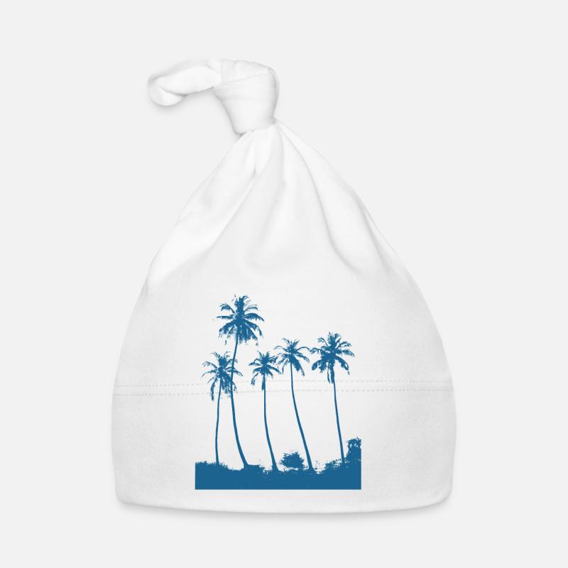 Silhouette Palm Trees Summer Vacation Organic Baby Cap