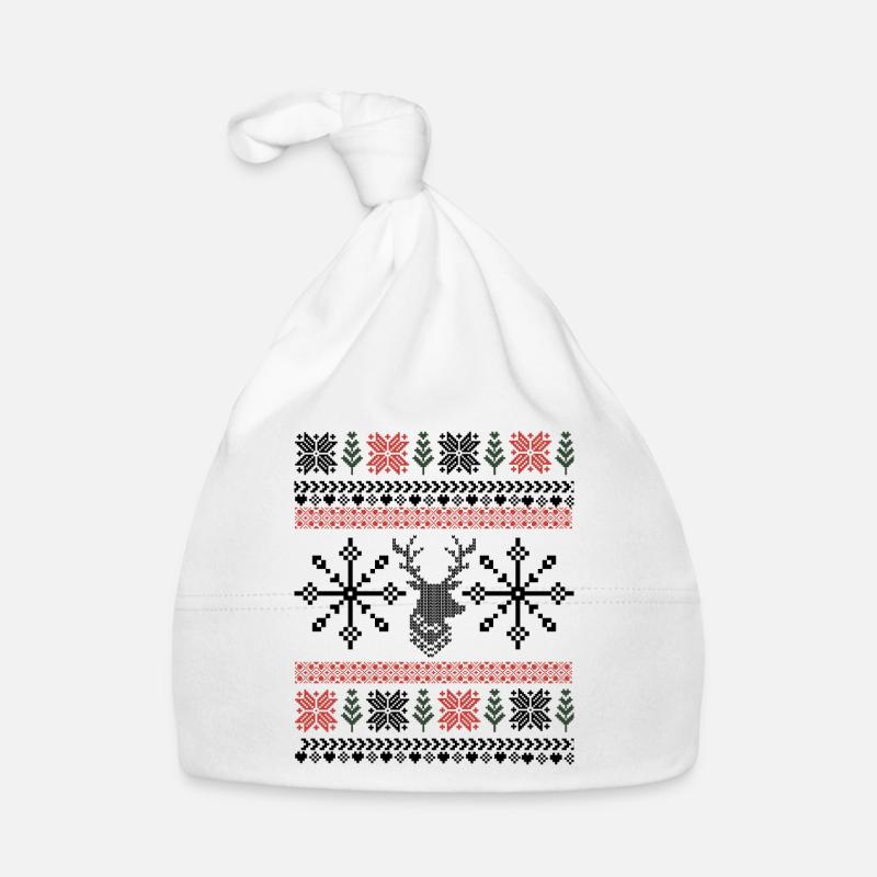 Retro Christmas Pixel Pattern Organic Baby Cap