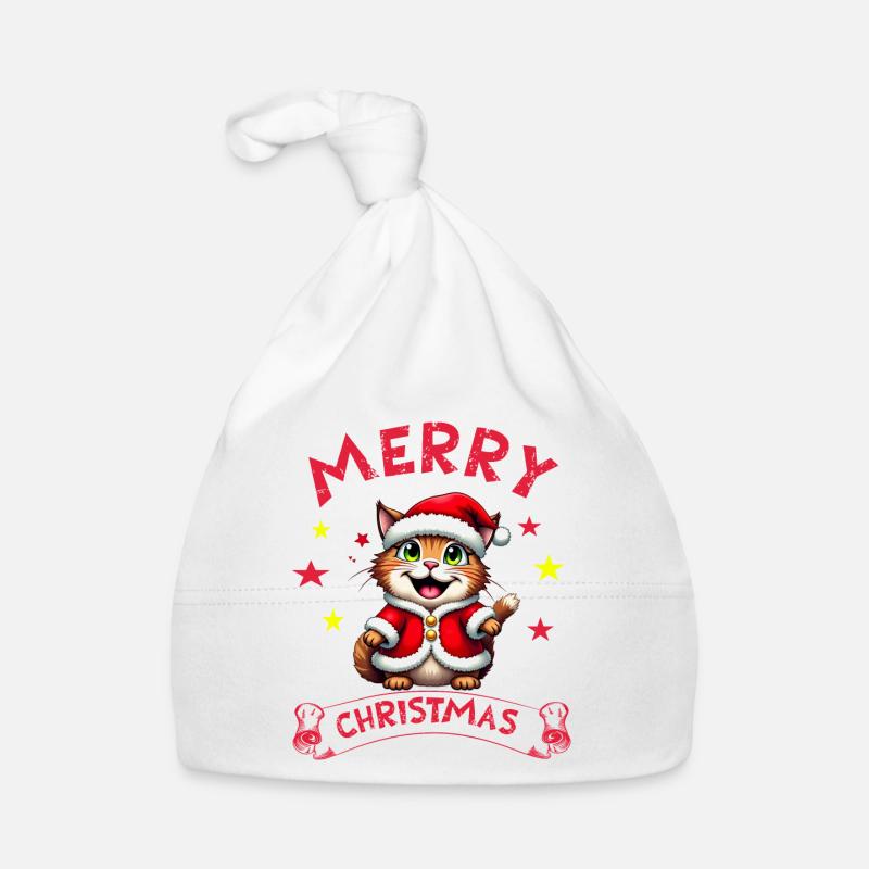 Joyeux Noël Catmas Drôle Père Noël Chat Bonnet bio Bébé