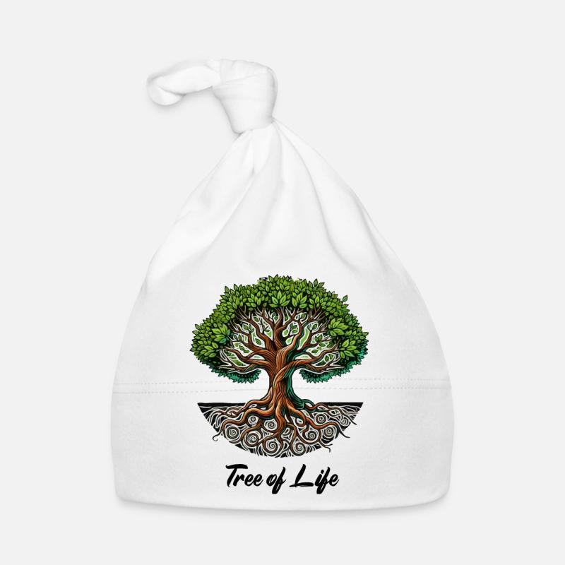 Arbre de vie - Bonnet bio Bébé - blanc