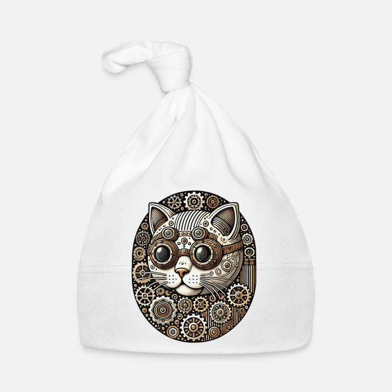 Steampunk Kitty Cat Organic Baby Cap