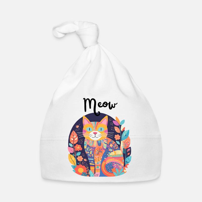 Colorful Cat Patchwork Anthology - Organic Baby Cap - white