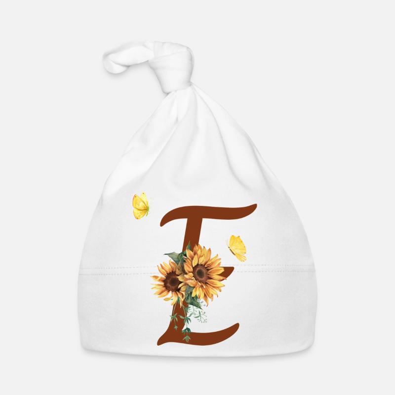 Lettre e tournesol papillon Bonnet bio Bébé