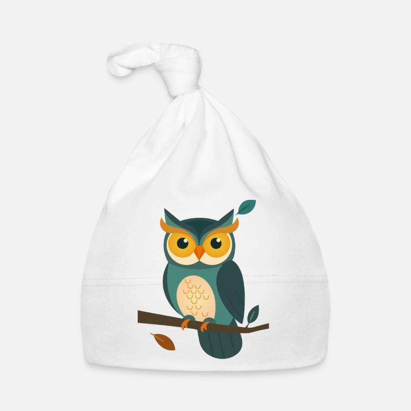Wise Owl on a Branch – Charming Animal Design Organic Baby Cap