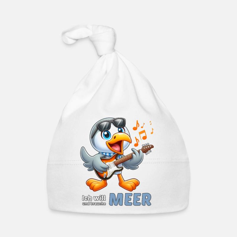 Fröhlicher Seevogel mit Gitarre Baby Bio-Mütze