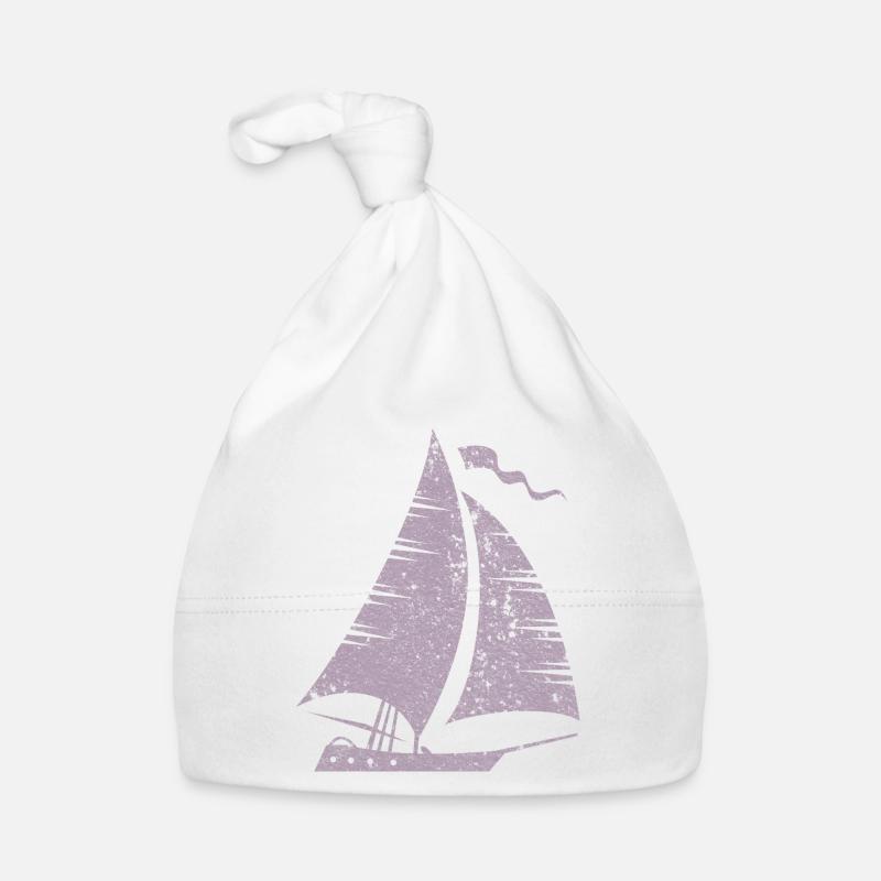 Segelboot Silhouette Minimalistisch Grunge Baby Bio-Mütze