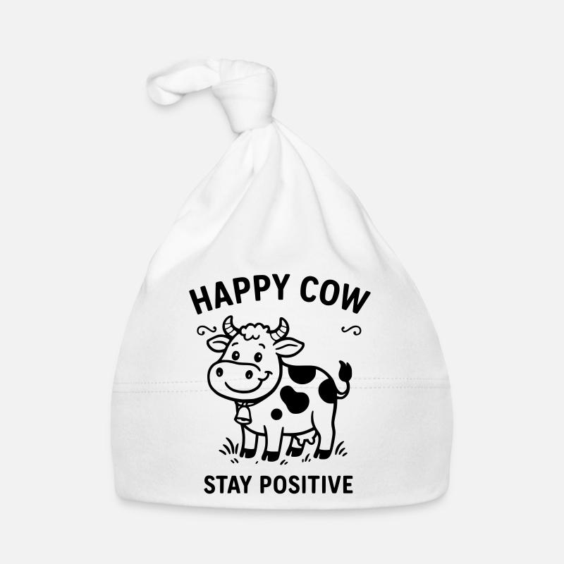 Vache heureuse - Bonnet bio Bébé - blanc