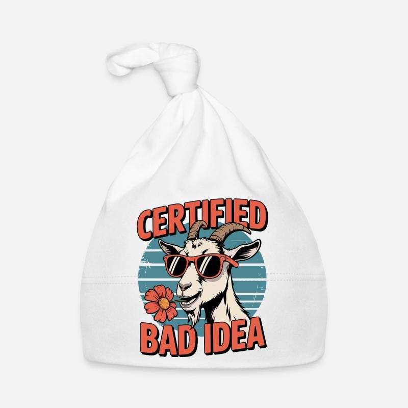 Chèvre certifiée Bad Idea - Bonnet bio Bébé - blanc