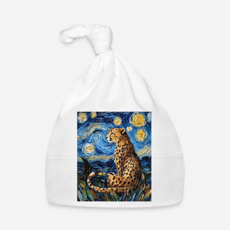 Guépard Léopard Style Van Gogh Étoilé Bonnet bio Bébé