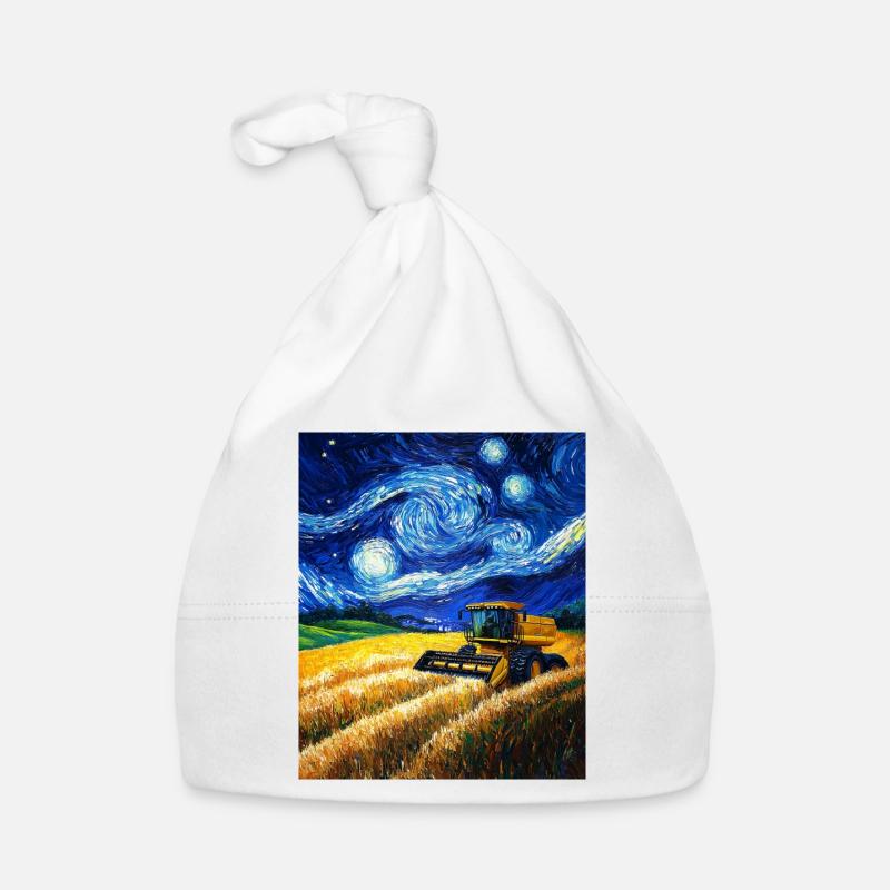 moissonneuse-batteuse fermier style van gogh étoilé Bonnet bio Bébé
