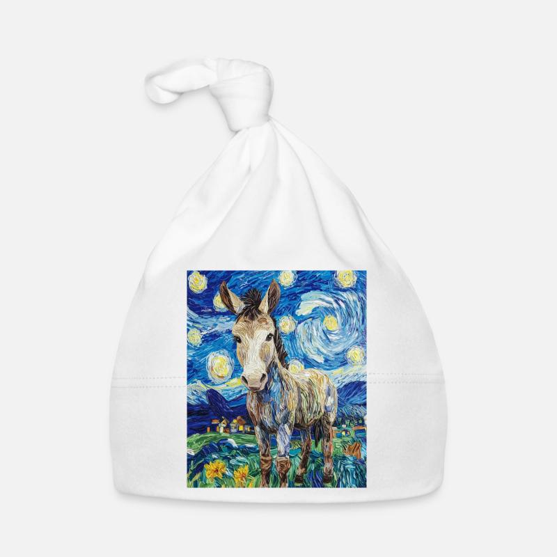 Esel Donkey Van Gogh Style Starry Night Baby Bio-Mütze