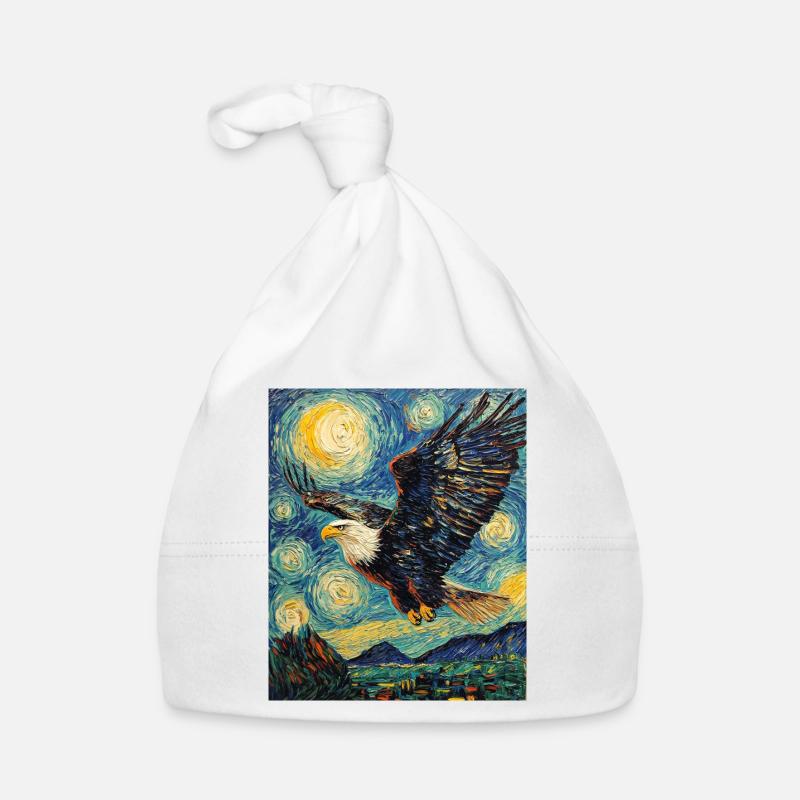 Eagle Bird Van Gogh Style Starry Night Organic Baby Cap