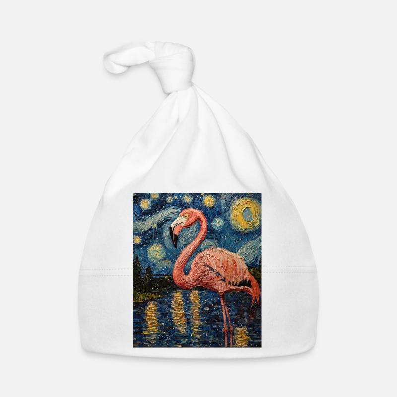 Flamingo Van Gogh Style Nuit étoilée Bonnet bio Bébé