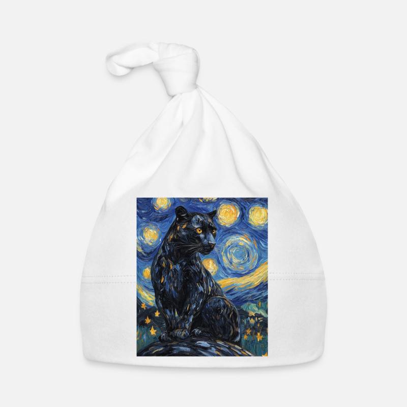 Panther Van Gogh Style Starry Night Organic Baby Cap