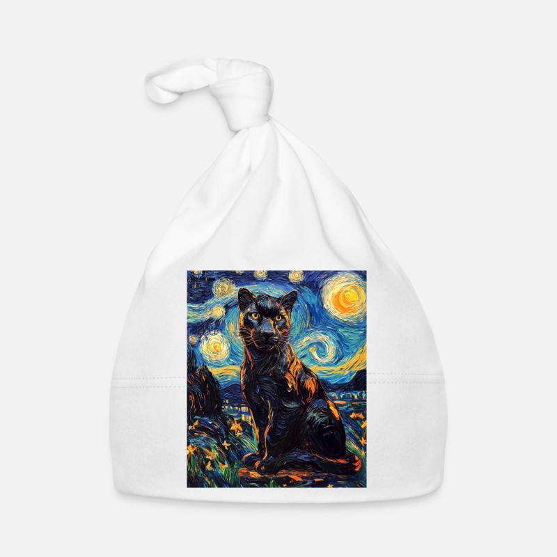 Panther Van Gogh Style Starry Night Organic Baby Cap