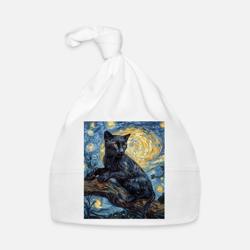 Panther Van Gogh Style Starry Night Organic Baby Cap