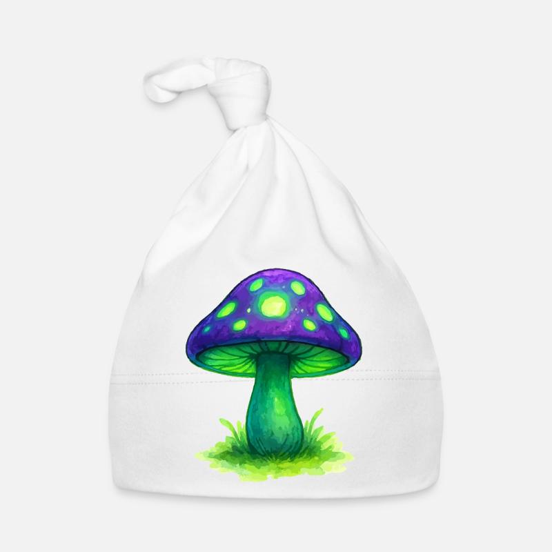 Leuchtender Pilz Neonwald Baby Bio-Mütze