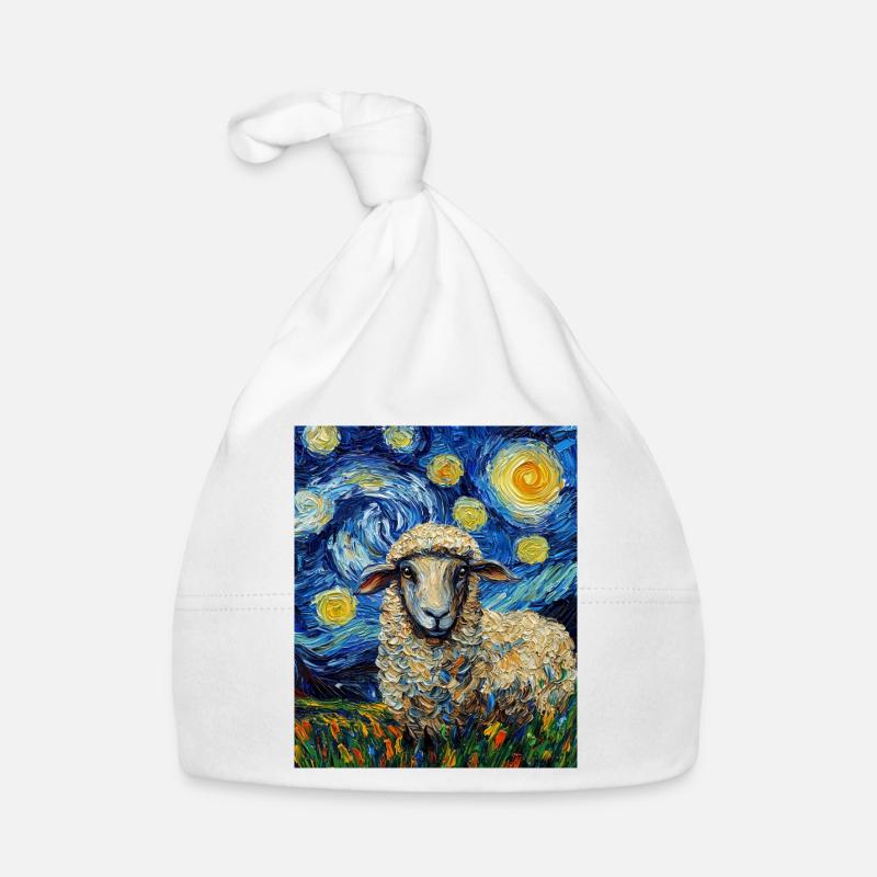 Sheep Van Gogh Style Starry Night Organic Baby Cap