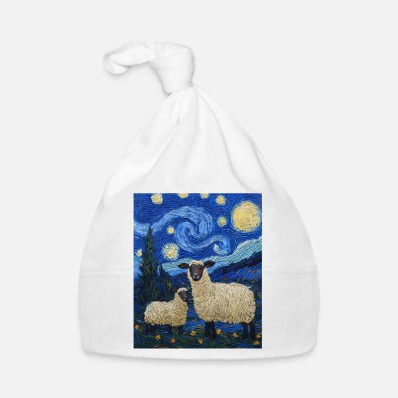 Sheep Van Gogh Style Starry Night Organic Baby Cap