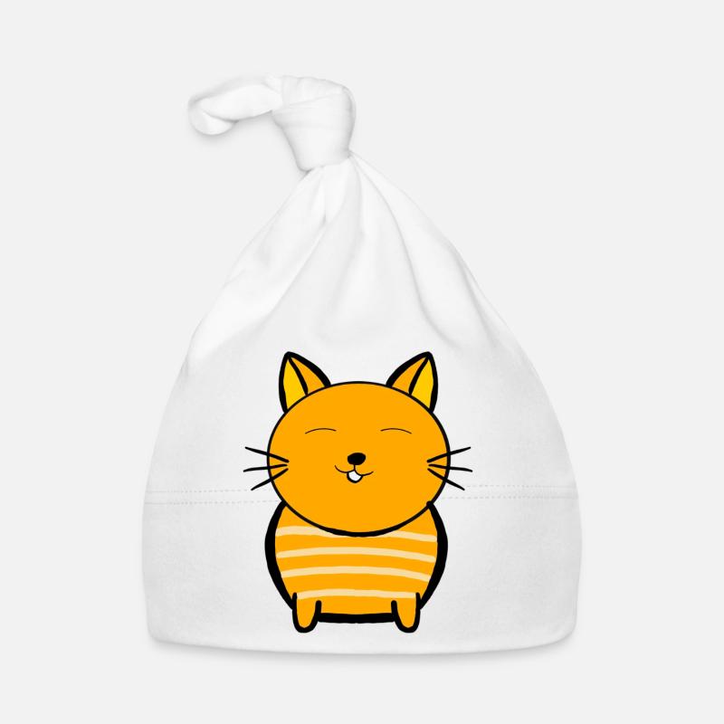 Fröhliche orange Katze mit Streifen Baby Bio-Mütze