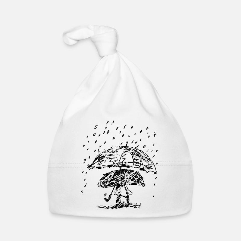 Champignon sous la pluie - Bonnet bio Bébé - blanc