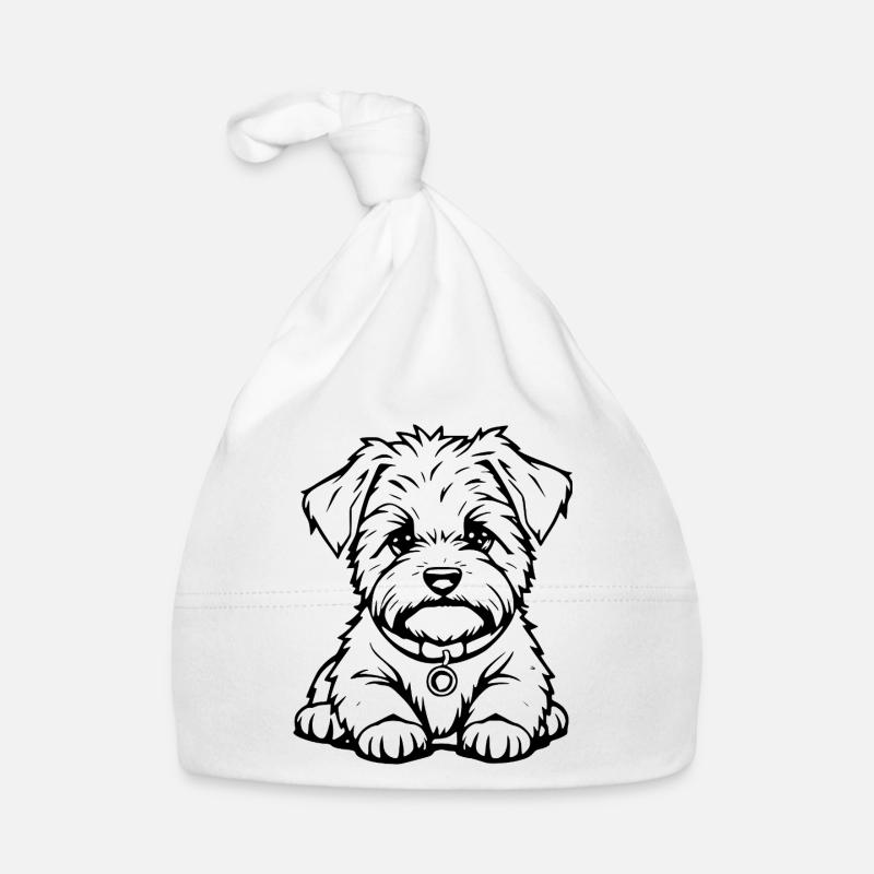 Le petit chien noir mignon Bonnet bio Bébé