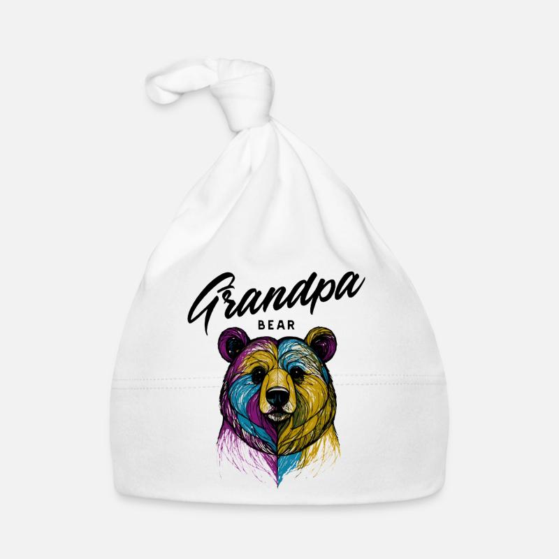 Rainbow Bear Split Opa Bär - Baby Bio-Mütze - Weiß