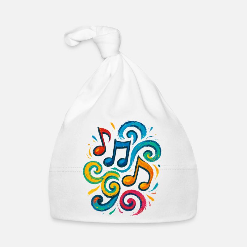 Notes de musique colorées Bonnet bio Bébé