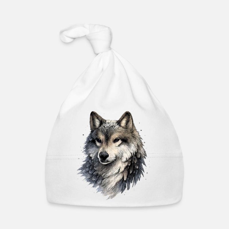 Nebelwolf dans le style aquarelle Bonnet bio Bébé